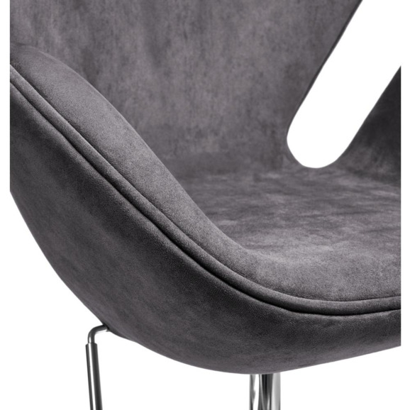 Кресло Swan style chair, тёмно-серый, искусственная замша - фото 6