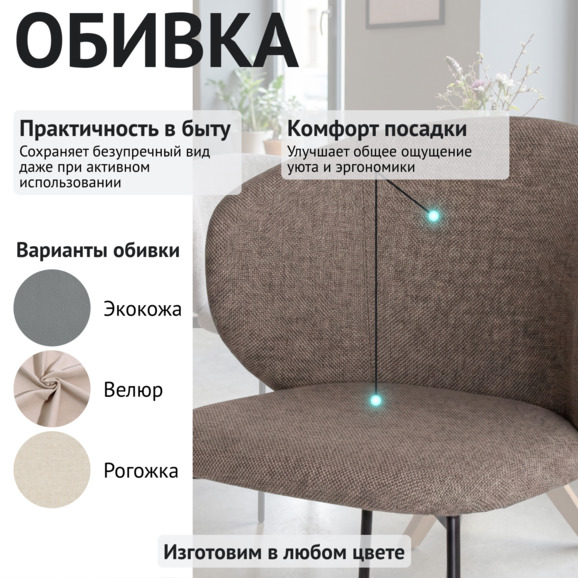 Стул Дрезден, рогожка Винуэла 4, каркас черный муар - фото 3