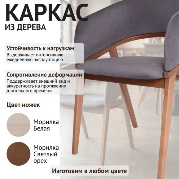 Стул Тео, велюр Реми 85, светлый орех - фото 4