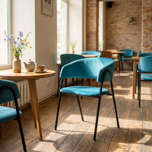 Стул Габана, велюр Тедди 663, каркас металл черный - фото 7