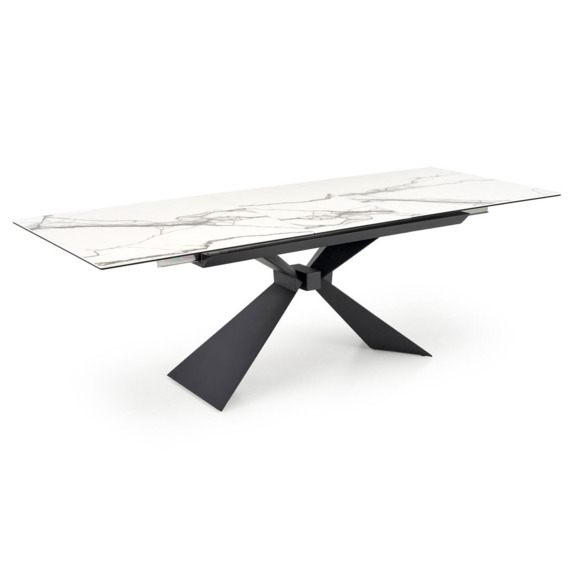 Стол обеденный Axiom, раскладной, белый мрамор, черный Стол обеденный Axiom, раскладной, белый мрамор, черный - фото 2