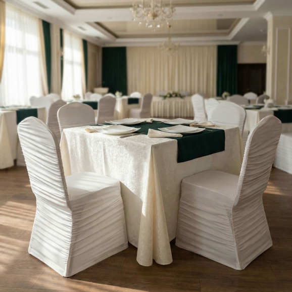 Комплект мебели и текстиля на 2 персоны, бежевый, темно-зеленый - фото 4