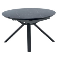 Настоящее фото товара Стол раскладной Chord, черный мрамор, ножки черные, произведённого компанией ChiedoCover