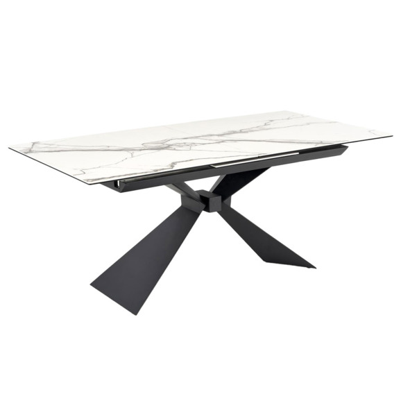 Стол обеденный Axiom, раскладной, белый мрамор, черный Стол обеденный Axiom, раскладной, белый мрамор, черный - фото 1