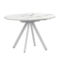 Настоящее фото товара Стол раздвижной Лаки мини 800+300мм, мрамор белый, белый муар, произведённого компанией ChiedoCover