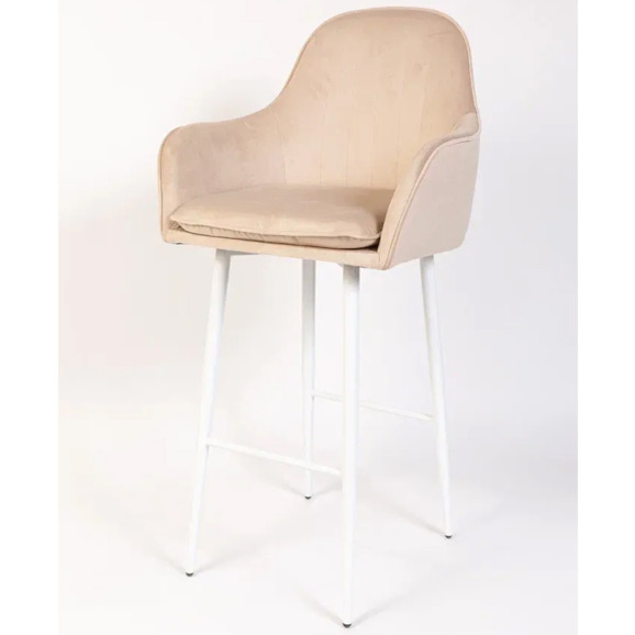 Кресло Сета, барные ножки, бежевый, белый, велюр - фото 3