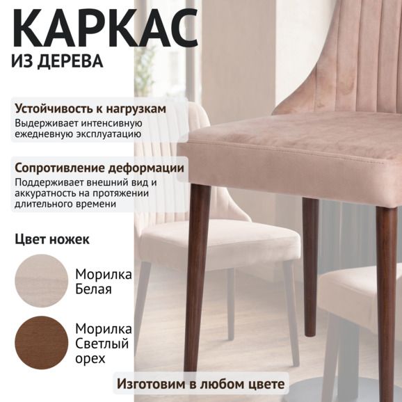 Стул Конгсберг, велюр Велютто 07, ножки бук морилка старинный орех - фото 4