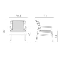 Кресло пластиковое с подушками Aria, белый, серый