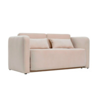 Настоящее фото товара Диван Марлон 131x95x80 см, светло-бежевый велюр, произведённого компанией ChiedoCover