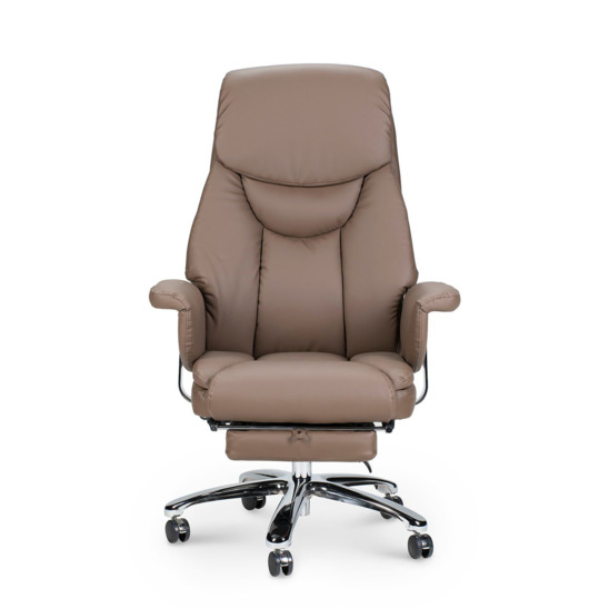 Кресло офисное / Парламент / (grey-brown) сталь + хром / серо коричневый экокожа - фото 2
