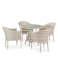 Настоящее фото товара Комплект плетеной мебели Майкао, латте, 4 стула, круглая столешница, произведённого компанией ChiedoCover