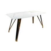 Фотография товара Стол обеденный Soap-2, 160х90х76, бело-серая керамика, золото от компании ChiedoCover.