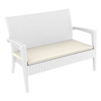 Настоящее фото товара Диван пластиковый плетеный с подушкой Miami Lounge Sofa, белый, произведённого компанией ChiedoCover