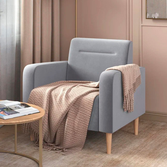 Кресло Папилла, велюр, светло-серый - фото 5