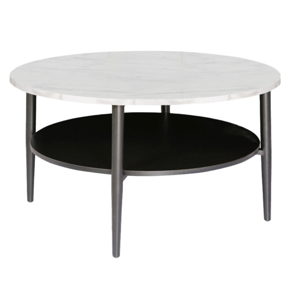 Стол журнальный Raindrop, эффект белого мрамора, черный - фото 1