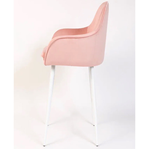 Кресло Сета, барные ножки, розовый, белый, велюр - фото 4
