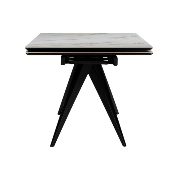 Керамический стол Дарвин 160(220)х89 белый с прожилками gilt white / черный - фото 3