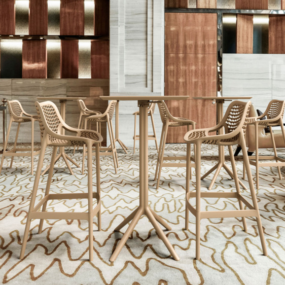 Стул пластиковый барный Air Bar 75, бежевый - фото 7