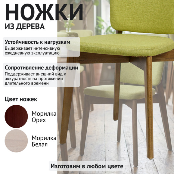 Стул Сафир, Рогожка Монтреаль 72 горчичный, светлый орех - фото 4