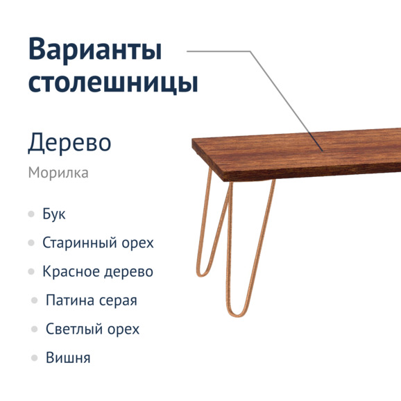 Стол Эппинг, темно-коричневая столешница, медный каркас - фото 3
