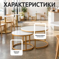 Фотография товара Стол Мэдисон x2, белая столешница, золотой каркас от компании ChiedoCover.