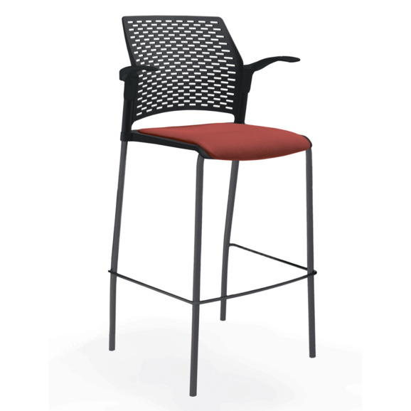 Стул Ревайнд барный с мягким сиденьем и подлокотниками, черный - фото 4