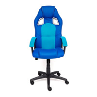 Кресло игровое "Driver", искусственная синяя кожа + бирюзовая сетка