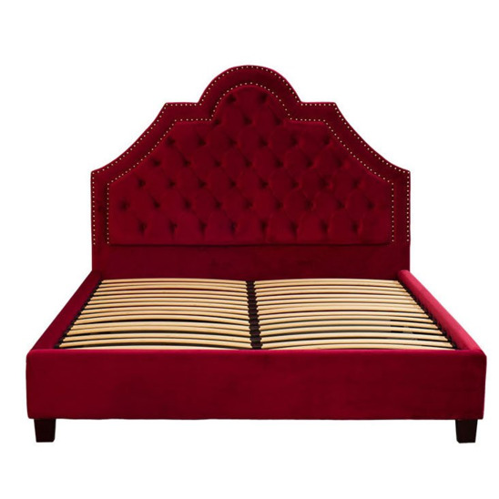 Кровать двуспальная с изголовьем красная Ньюри - фото 1