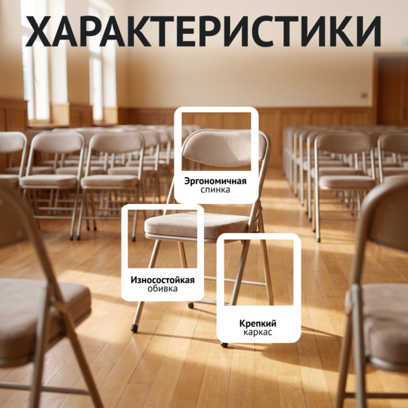 Стул Гольф, складной, велюр Тедди 305, каркас шампань Стул Гольф, складной, велюр Тедди 305, каркас шампань - фото 2