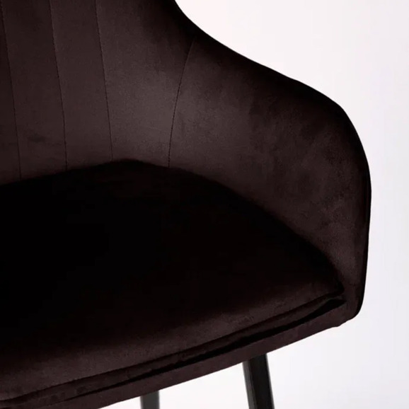 Кресло Сета, барные ножки, коричневый, черный, велюр - фото 9