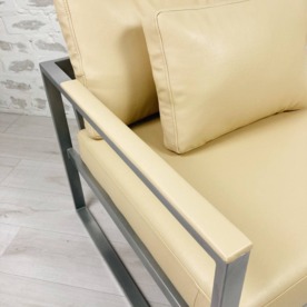 Кресло Монако,светло-желтая экокожа, каркас серебро
