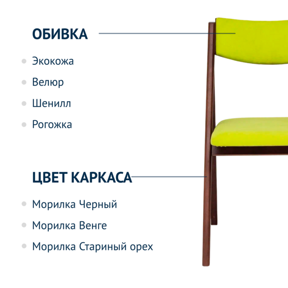 Стул раскладной Clack,  мягкая спинка, велюр Teddy 932, каркас бук морилка старинный орех - фото 2