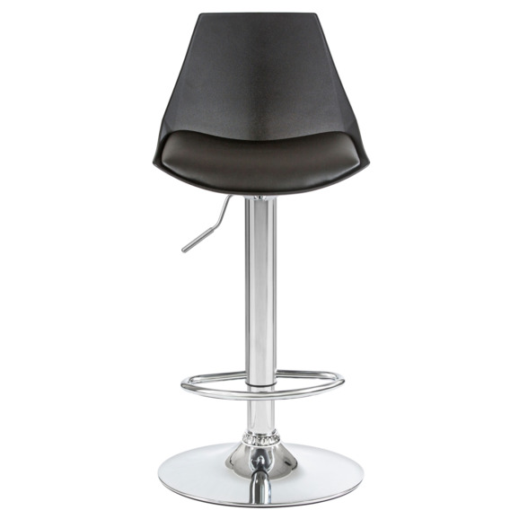 Барный стул АМАЛЬФИ, хром сталь, пластик, кожзам черный - фото 2