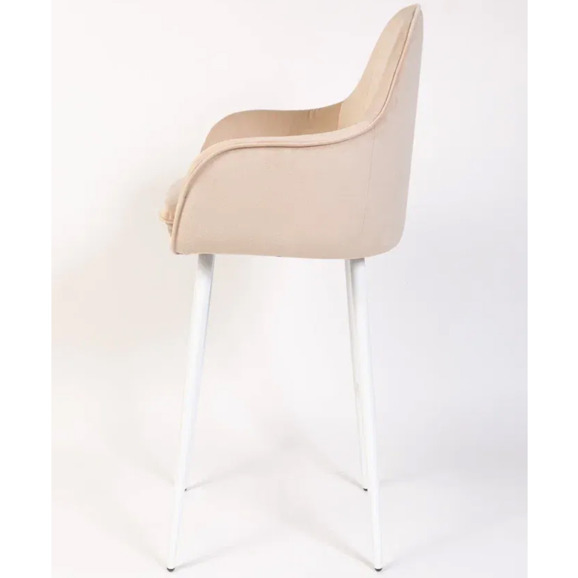 Кресло Сета, барные ножки, бежевый, белый, велюр - фото 4