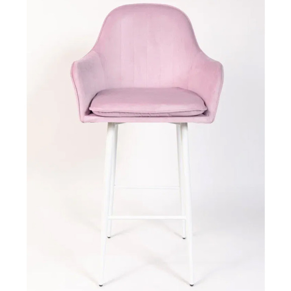 Кресло Сета, барные ножки, сиреневый, белый, велюр - фото 2