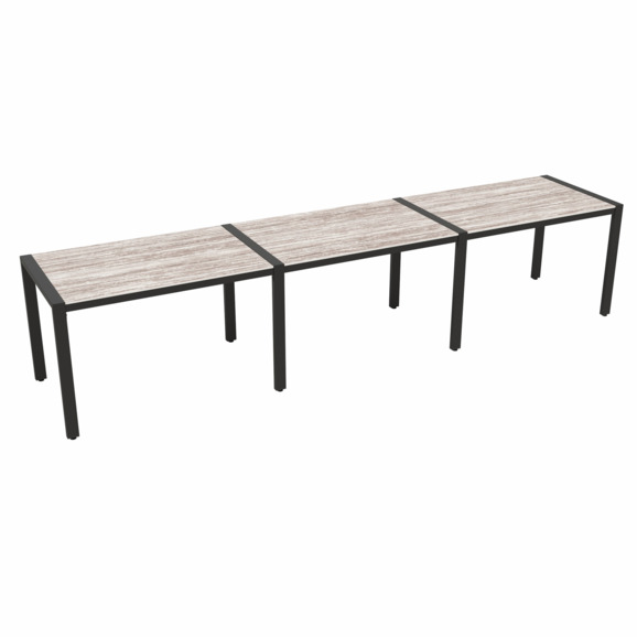 Стол уличный Шато, тройной, 3480*739*740, белая патина, черный - фото 1