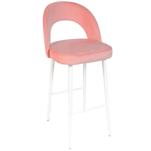 Стул Пиннате, барный, пудровый, белый, велюр - фото 1