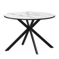 Настоящее фото товара Стол нераздвижной Грант 900, мрамор белый, черный муар, произведённого компанией ChiedoCover