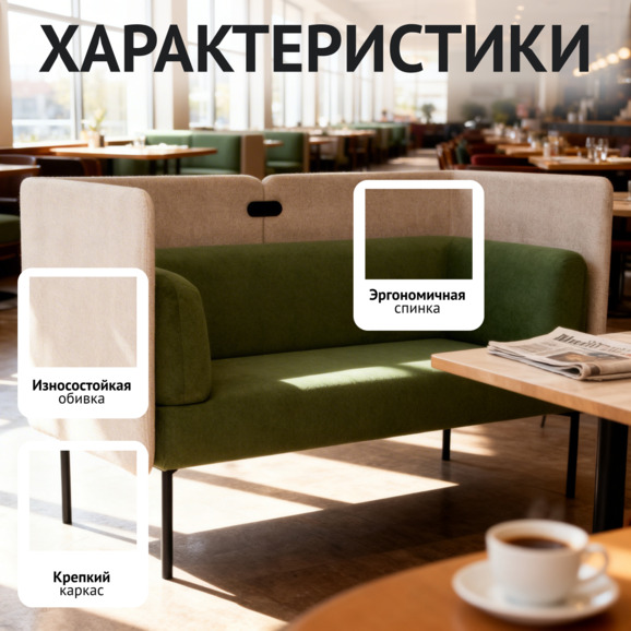 Диван Гарда с экраном, велюр Гэлакси Лайт 09, ножки металл черный муар - фото 2