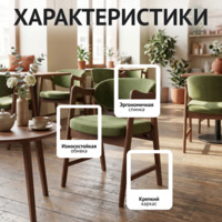Фотография Стул Дарк, микрофлок Кристи Мосс, морилка светлый орех Фотография товара Стул Дарк, микрофлок Кристи Мосс, морилка светлый орех от компании ChiedoCover.