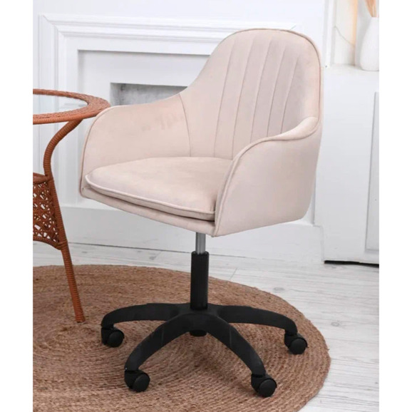 Кресло Сета, пластик, бежевый, черный, велюр - фото 2