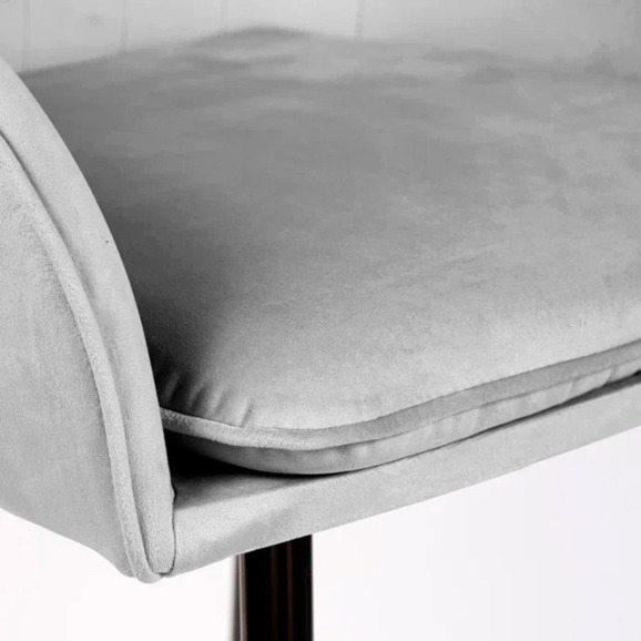 Кресло Сета, барные ножки, светло-серый, черный, велюр - фото 10