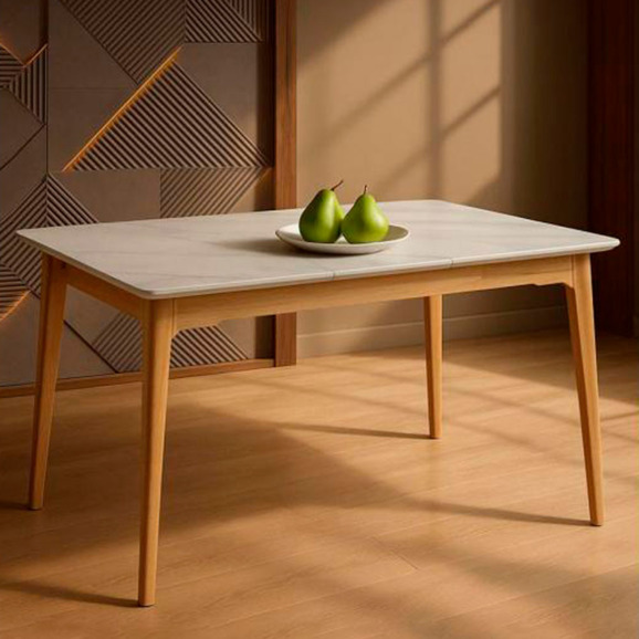 Стол Halmar 140(180)x80 белый спеченный камень / светлое дерево - фото 9