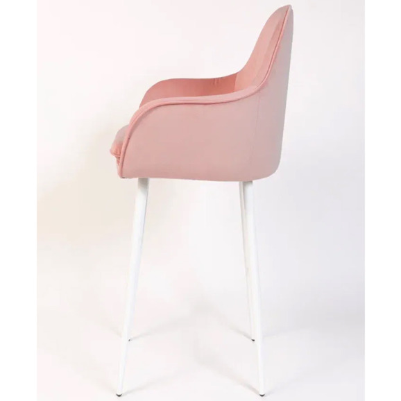 Кресло Сета, барные ножки, пудровый, белый, велюр - фото 4