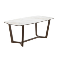 Настоящее фото товара Стол Блиц, темный ясень, мрамор белый, керамогранит/ЛДСП, произведённого компанией ChiedoCover