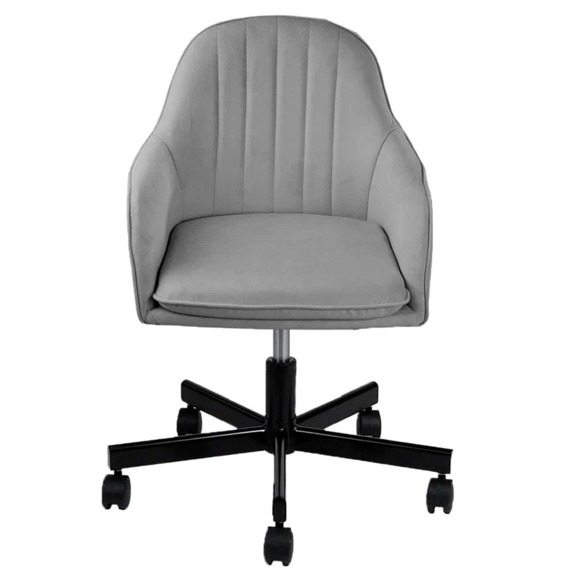 Кресло Сета, пятилучие, светло-серый, черный, велюр - фото 2