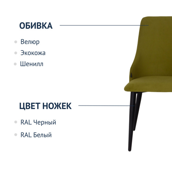 Стул Аэр, велюр Newtone Green, ножки металл 40*20 RAL9005 - фото 5