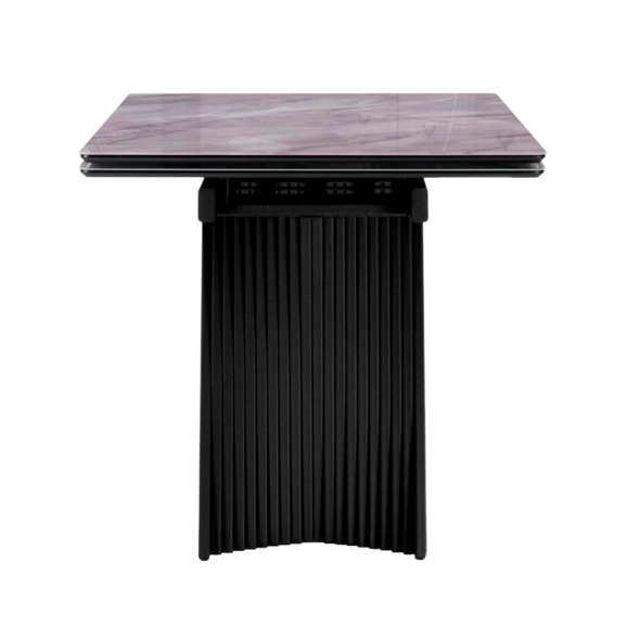 Стеклянный стол Вейв 140(200)х80 кристл серый мрамор / черный - фото 3