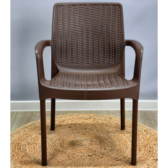 Плетеный стул Мамелон, коричневый, черный муар, цинк - фото 4