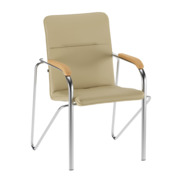 Фотография товара Стул Самба, экокожа сент, каркас хром, подлокотники бук, морилка светлый орех от компании ChiedoCover.